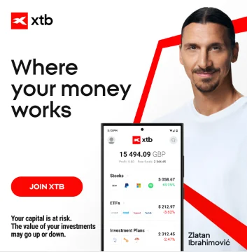 XTB investment platform featuring Zlatan Ibrahimović